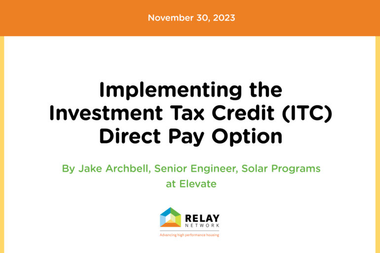 Implementing the Investment Tax Credit (ITC) Direct Pay Option